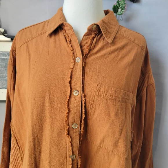 NEW We The Free People Cool & Clean Thermal Waffle Knit Button Down Shirt XS - Picture 3 of 16